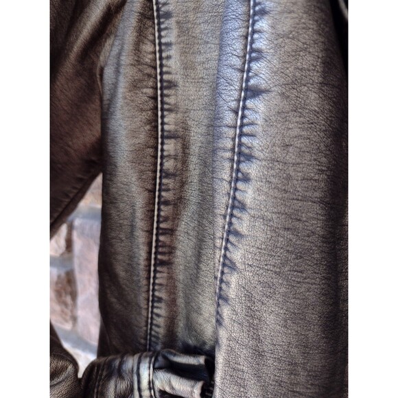 Outerwear by Lisa Jacket Gold Metallic W Black Distressed Finish Vegan Leather - Picture 4 of 14